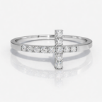 Elegant Cross Wedding Band With Round Cut Diamonds
