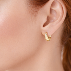 Gold Teardrop Hoop Earrings Round Cut Diamond Or Moissanite
