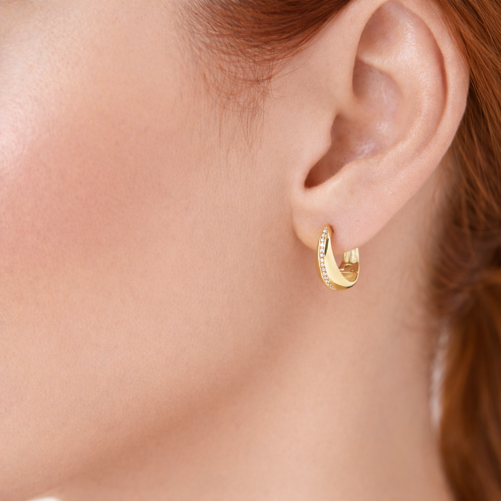 Gold Teardrop Hoop Earrings Round Cut Diamond Or Moissanite
