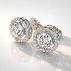Lab Grown Round Diamond Halo Earrings
