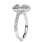 Cushion Halo Engagement Ring In White Gold With Pavé Band