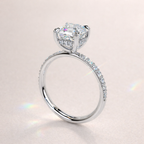 Lab Grown Diamond Ring With Hidden Halo And Asscher Cut Center Stone

