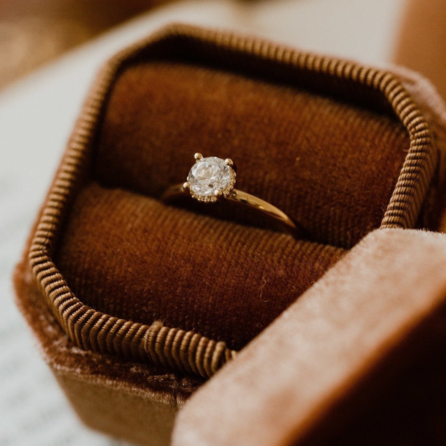 Round Moissanite Wedding Ring for Women 14K Yellow Gold Diamond Ring Valentine’s Day moissanite ring USA
