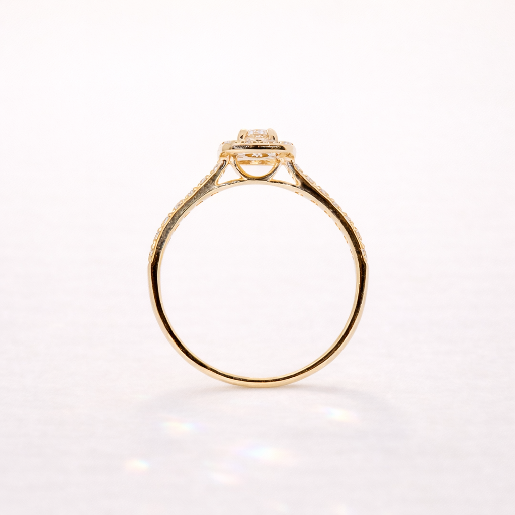 Diiro Engagement Ring Featuring Round Brilliant Cut Diamond And Halo Setting

