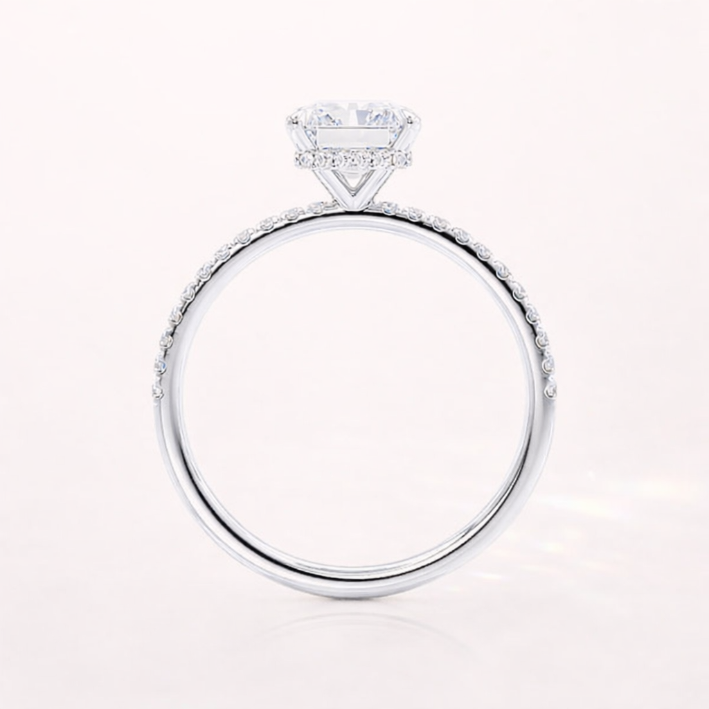 Lab Grown Diamond Ring With Hidden Halo Radiant Setting

