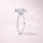Teardrop Engagement Ring With Pave Band And Halo
