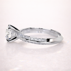 Round Diamond Knife Edge Pave Engagement Ring
