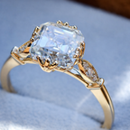Asscher Cut Diamond Or Moissanite Vintage Engagement Ring With Milgrain Ring Detail.
