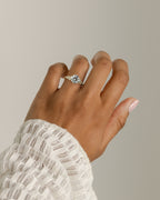 Round Engagement Ring With Side Stones In White Gold Diamond Or Moissanite