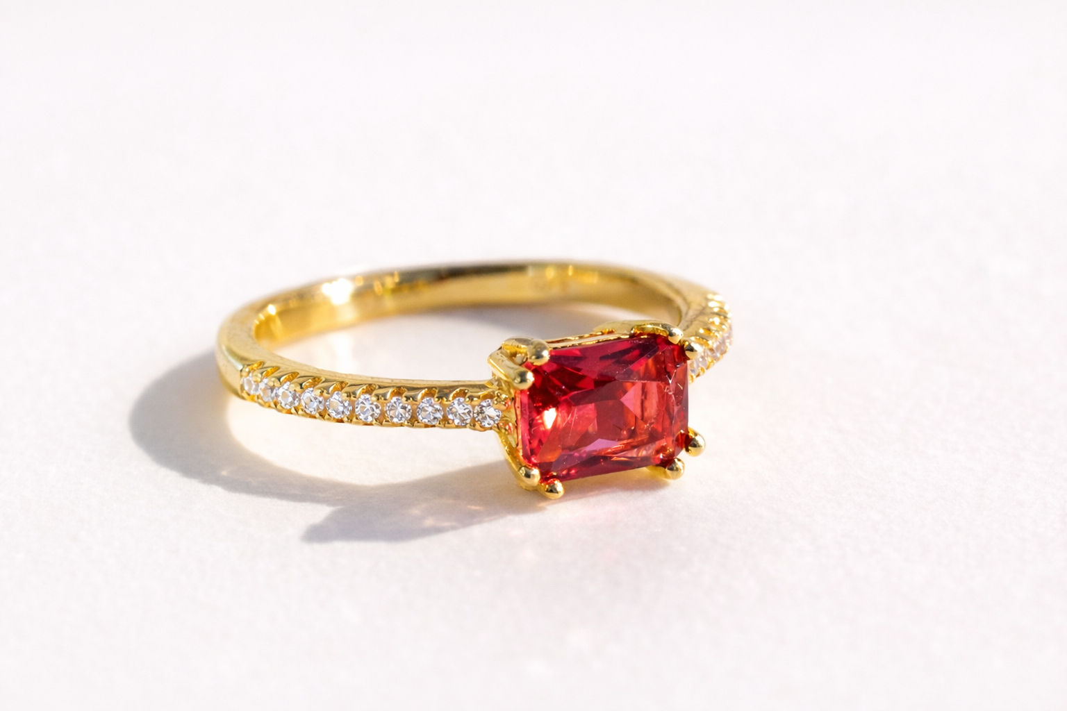 Diamond And Ruby Ring Pave Round Cut Band July Birthstone Ring Custom.
