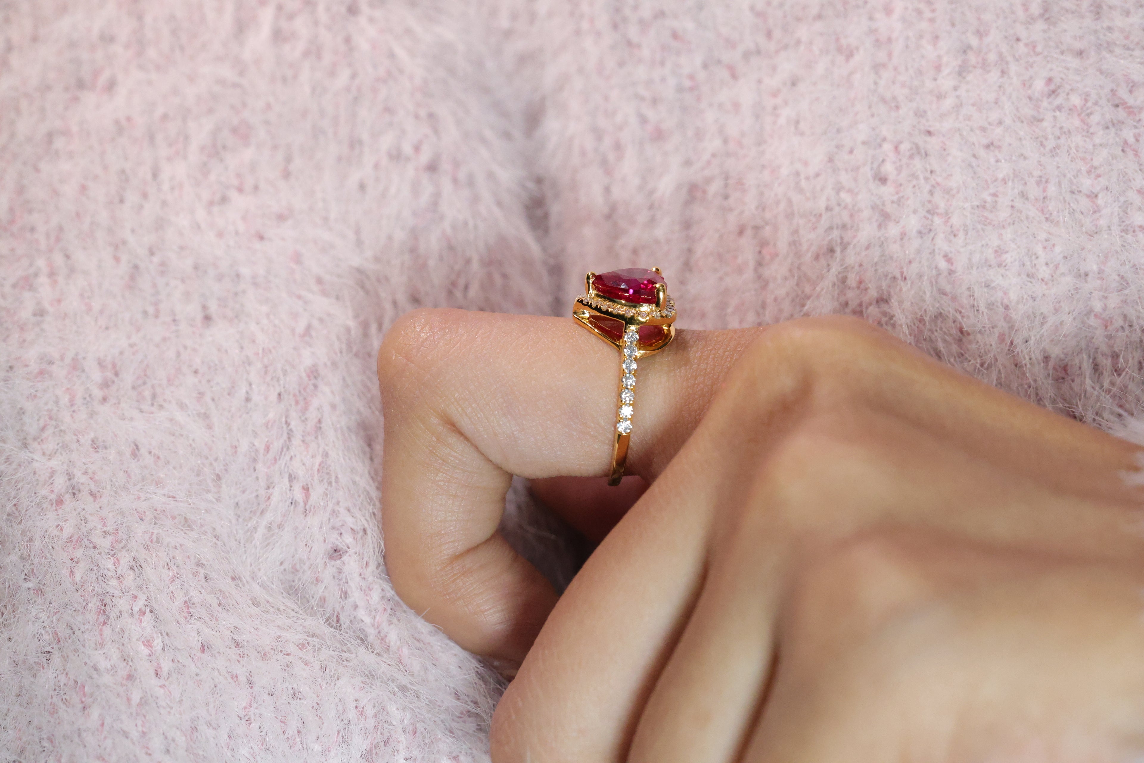 Heart Cut Diamond Ring 3 Round Prong Setting Diiro Engagement Ring.
