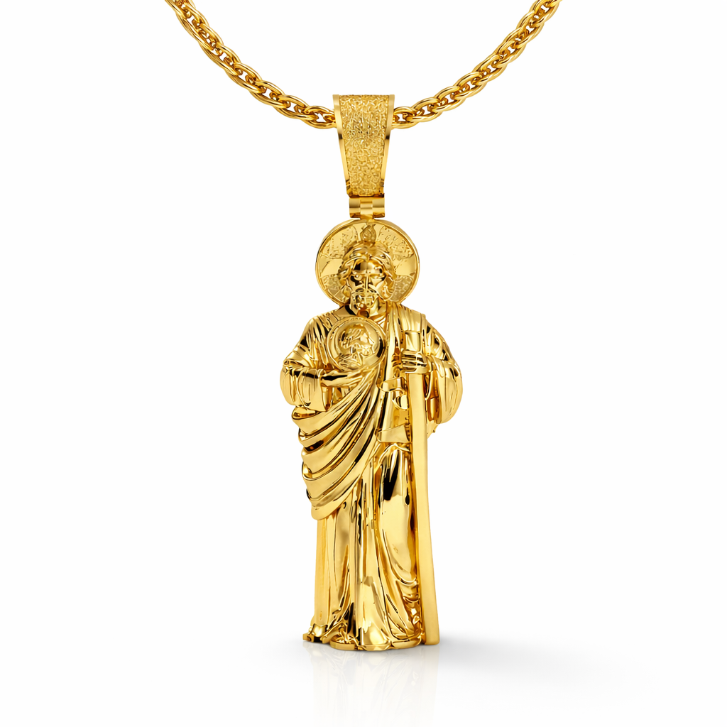 Saint Jude Pendant Gold Religious Patron Pendants Yellow Gold Pendant
