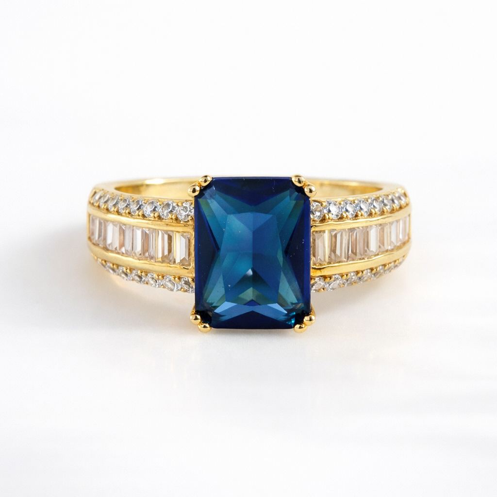 Pave Setting Engagement Ring Double Prong Setting Vintage Sapphire Ring.
