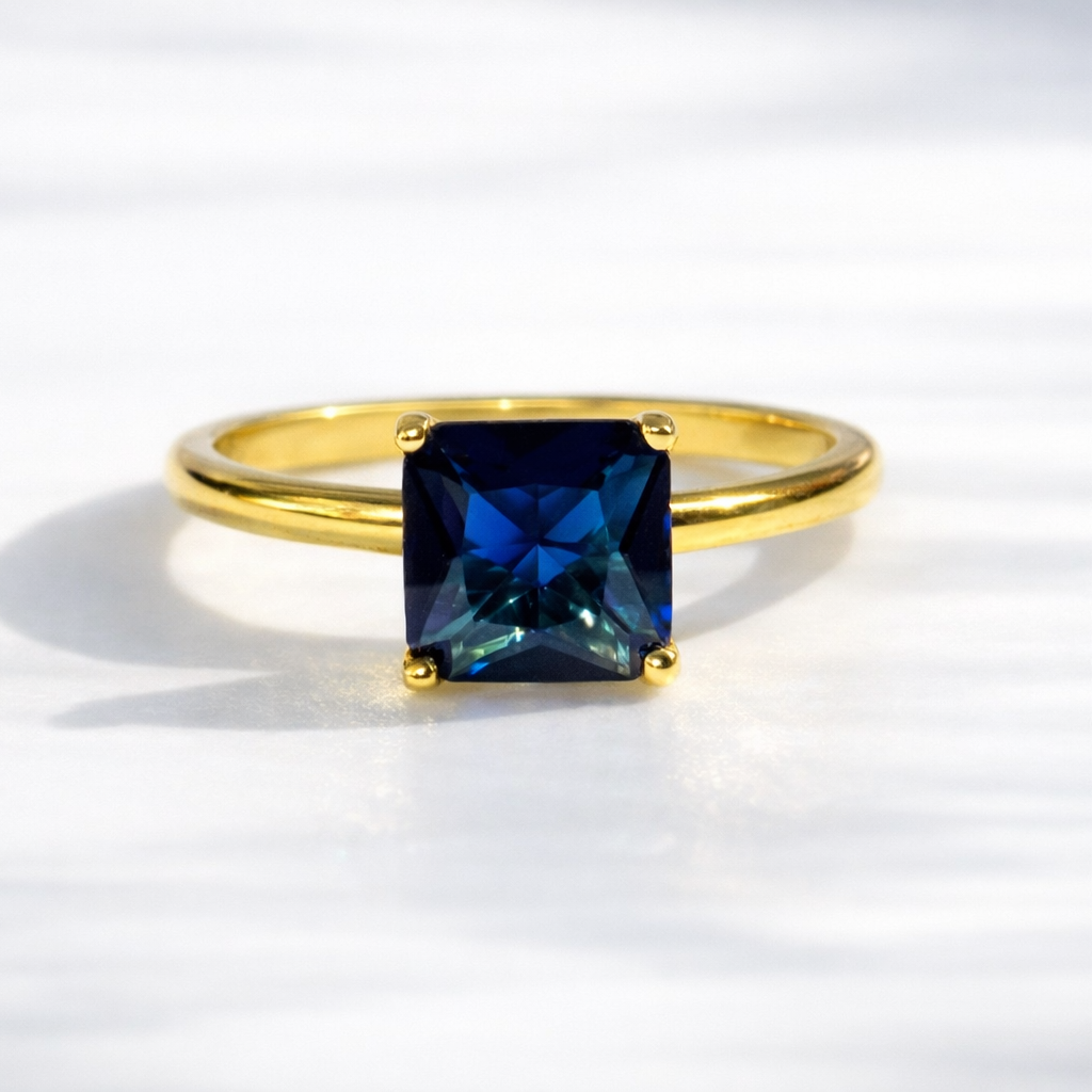 Sapphire Solitaire Ring Blue Sapphire Solitaire 4 Round Prong Setting.
