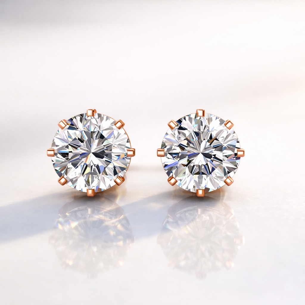Moissanite Earrings With Round Cut Stud Design
