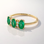 Three Oval Emerald Ring Design
