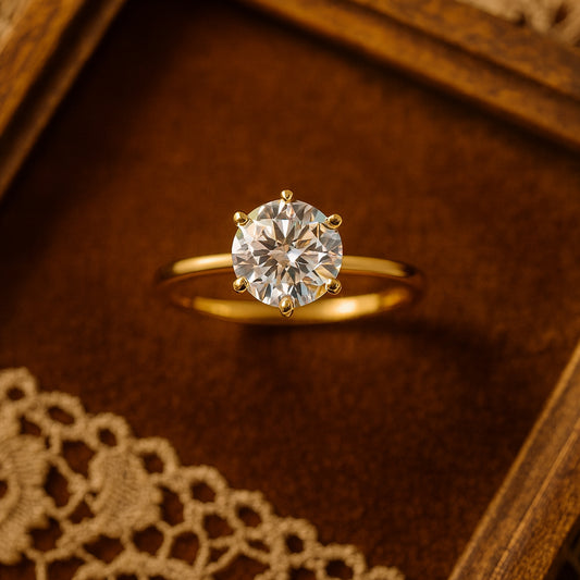 September Born Birthstone Brilliant Round Cut Moissanite Gold Ring With Diamond-Like Sparkle For Engagement.