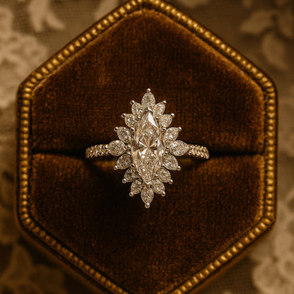 Marquise Cut December Birthstone Cluster Ring, Moissanite Engagement Ring With Classic Prong Setting Design