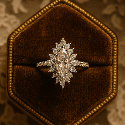 Marquise Cut December Birthstone Cluster Ring, Moissanite Engagement Ring With Classic Prong Setting Design