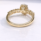 Hidden Halo Oval Engagement Ring Round Cut Hidden Halo Diamond Ring.
