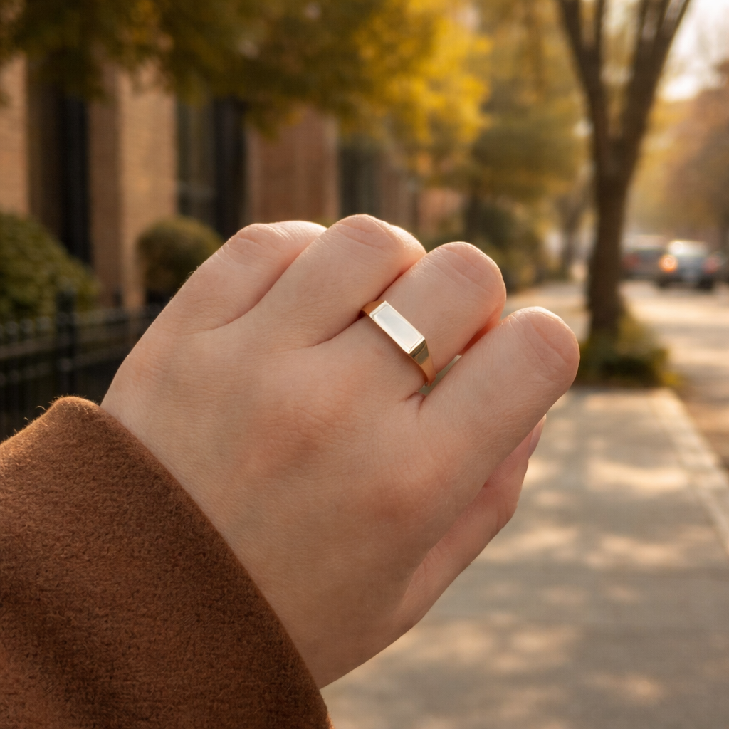 Signet Ring Engraved Mens Signet Ring Custom Men's Wedding Band Gold.
