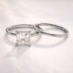 Lab grown diamond princess cut bridal set design
