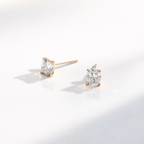 Stud Diamond Earrings With Cushion Cut And Screw Back Setting
