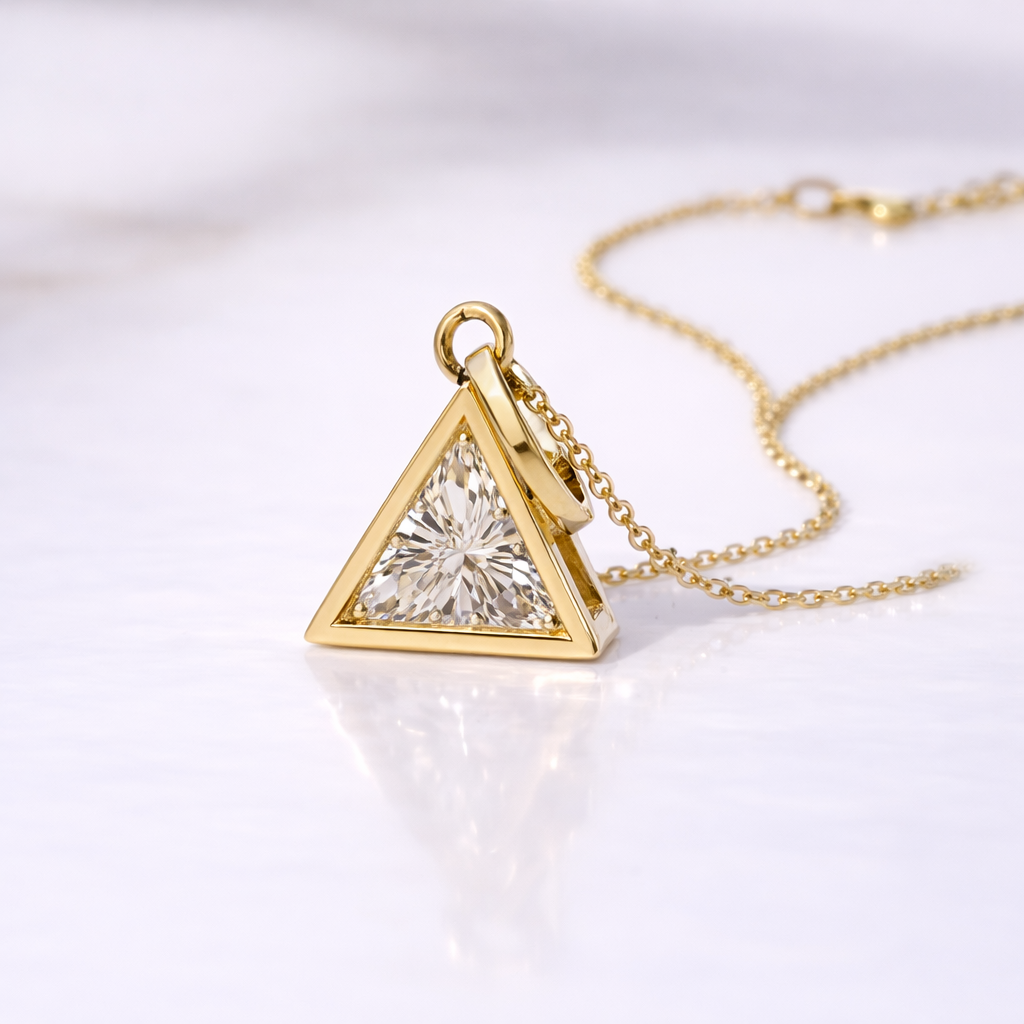 Diamond Triangle Pendant Solitaire Pendant Bezel Diamond Pendant
