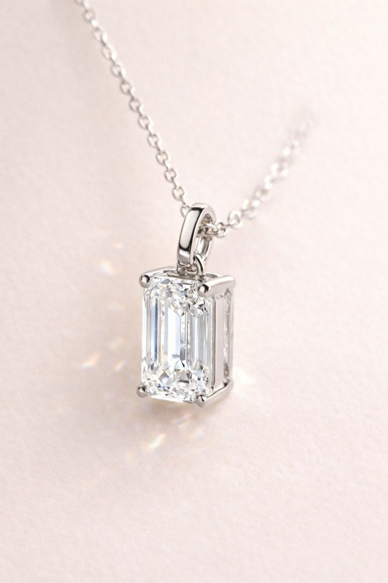 Custom Moissanite Pendant Featuring Emerald Cut Diamond Pendant Look By Diiro

