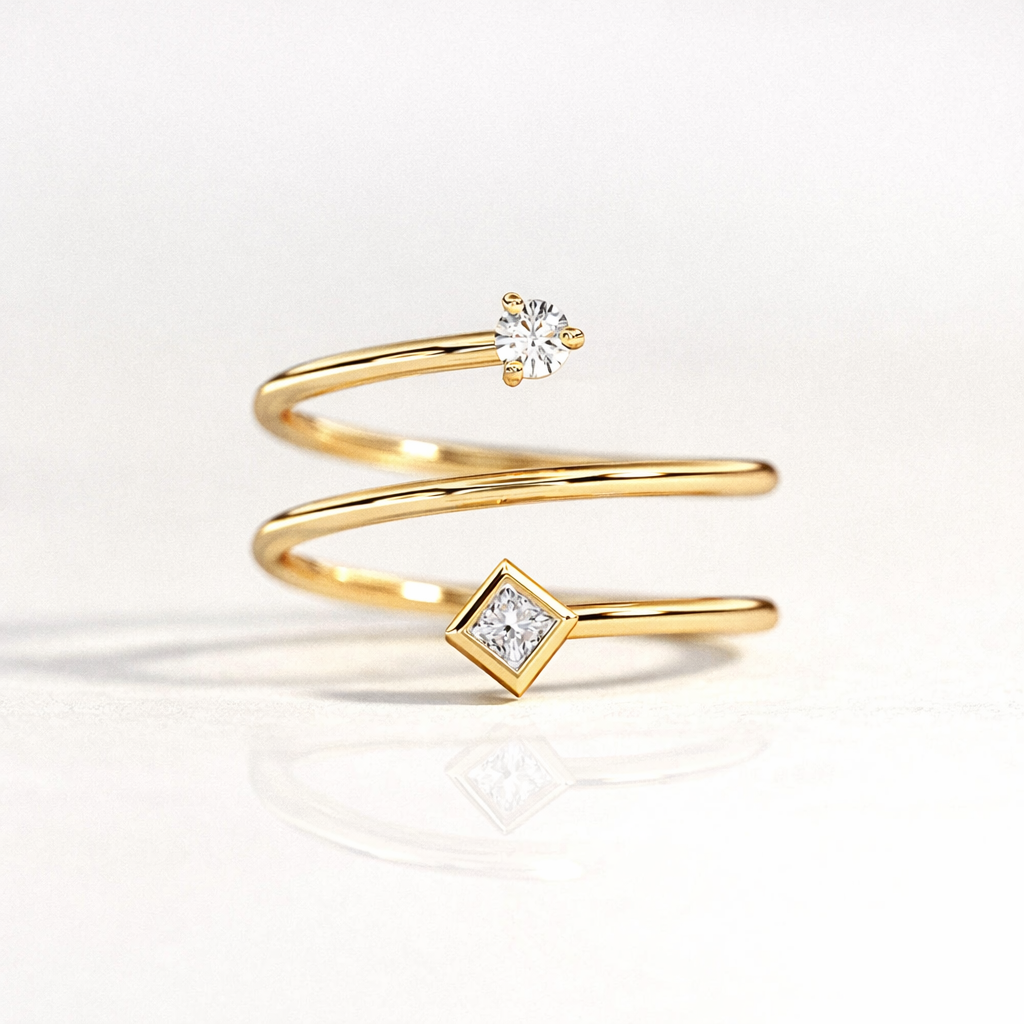 Gold Wrap Ring Spiral Engagement Ring Unique Diamond Ring Diiro.
