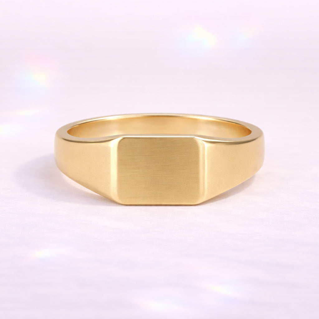 Square Signet Ring Square Gold Signet Ring Yellow Gold Signet Wedding Band.
