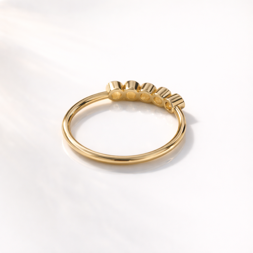 Minimal Bezel Set Diamond Stacking Wedding Band
