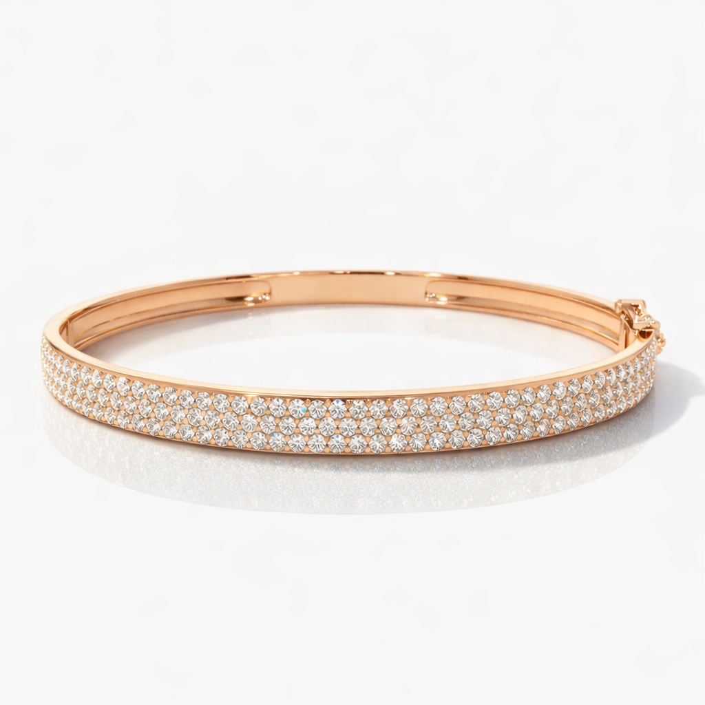 Stackable triple row diamond bracelet design
