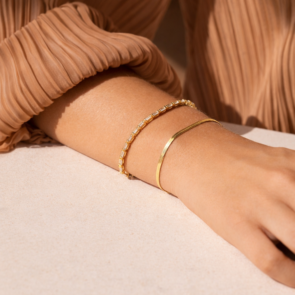 Baguette Cut Diamond Or Moissanite Tennis Bracelet
