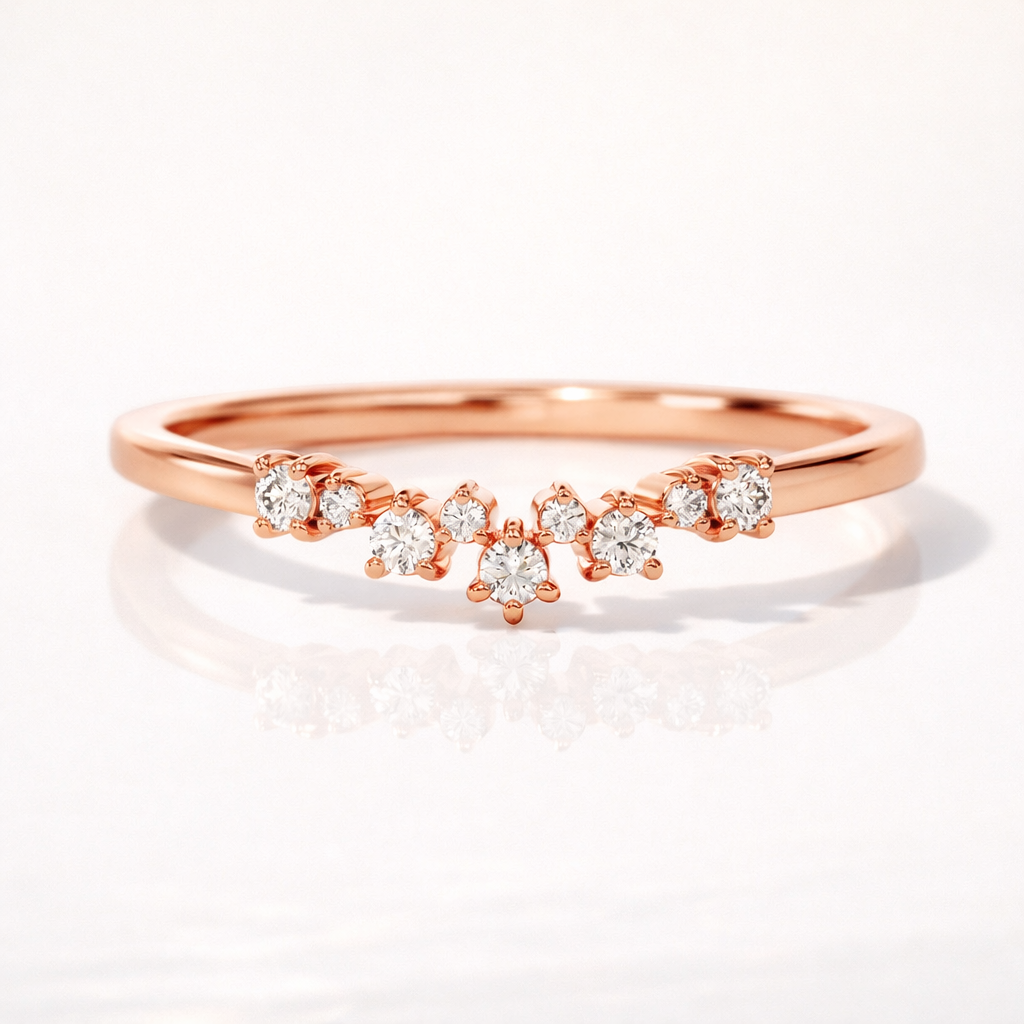 Zig zag style round cut diamond wedding band
