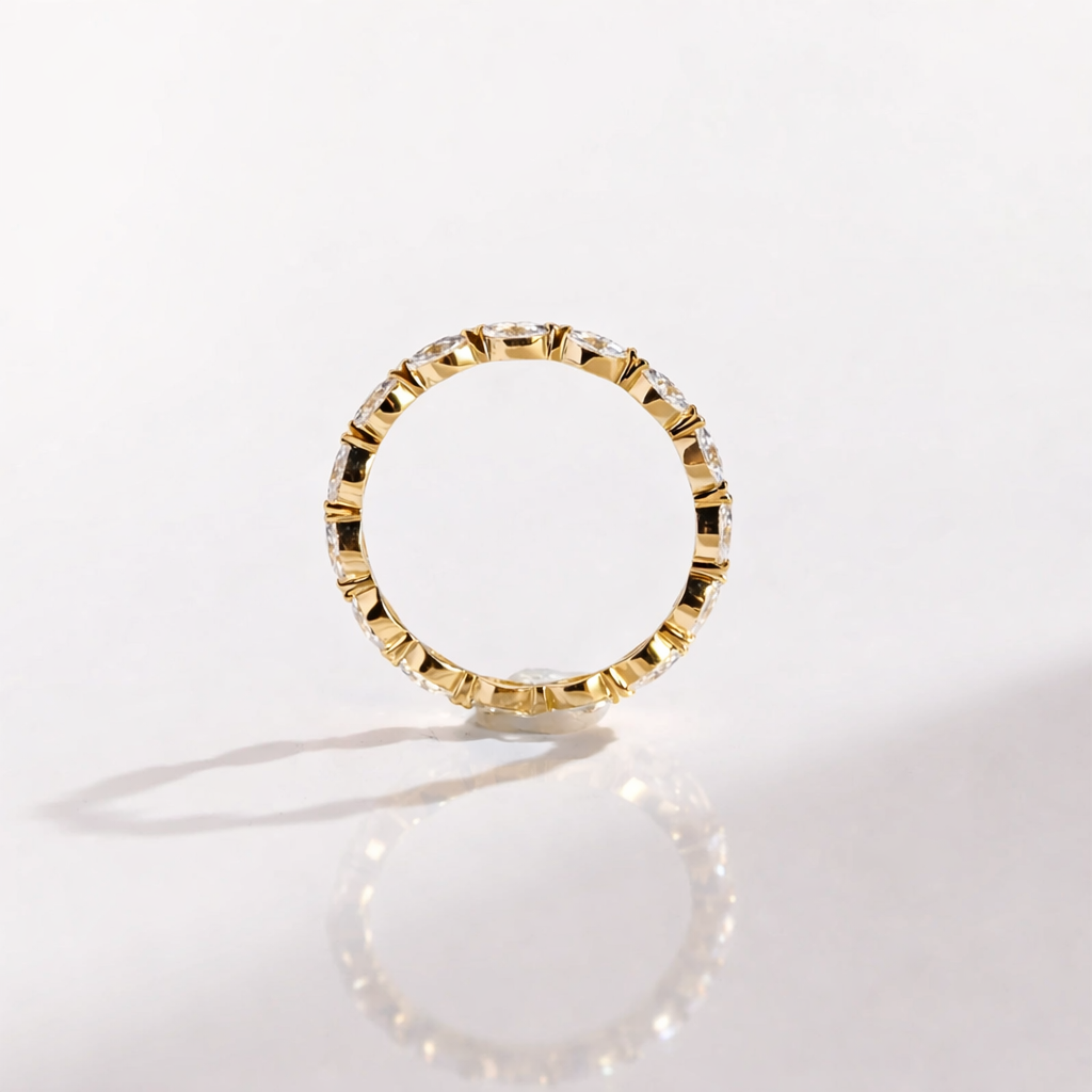 Yellow Gold Curved V Shaped Wedding Band For Women
