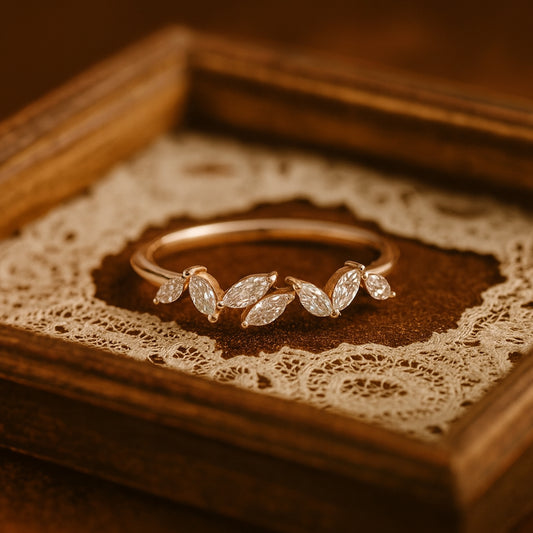 1.5ct Marquise Cut Moissanite Stackable Wedding Band Prong Setting In Gold VVS1 Clarity
