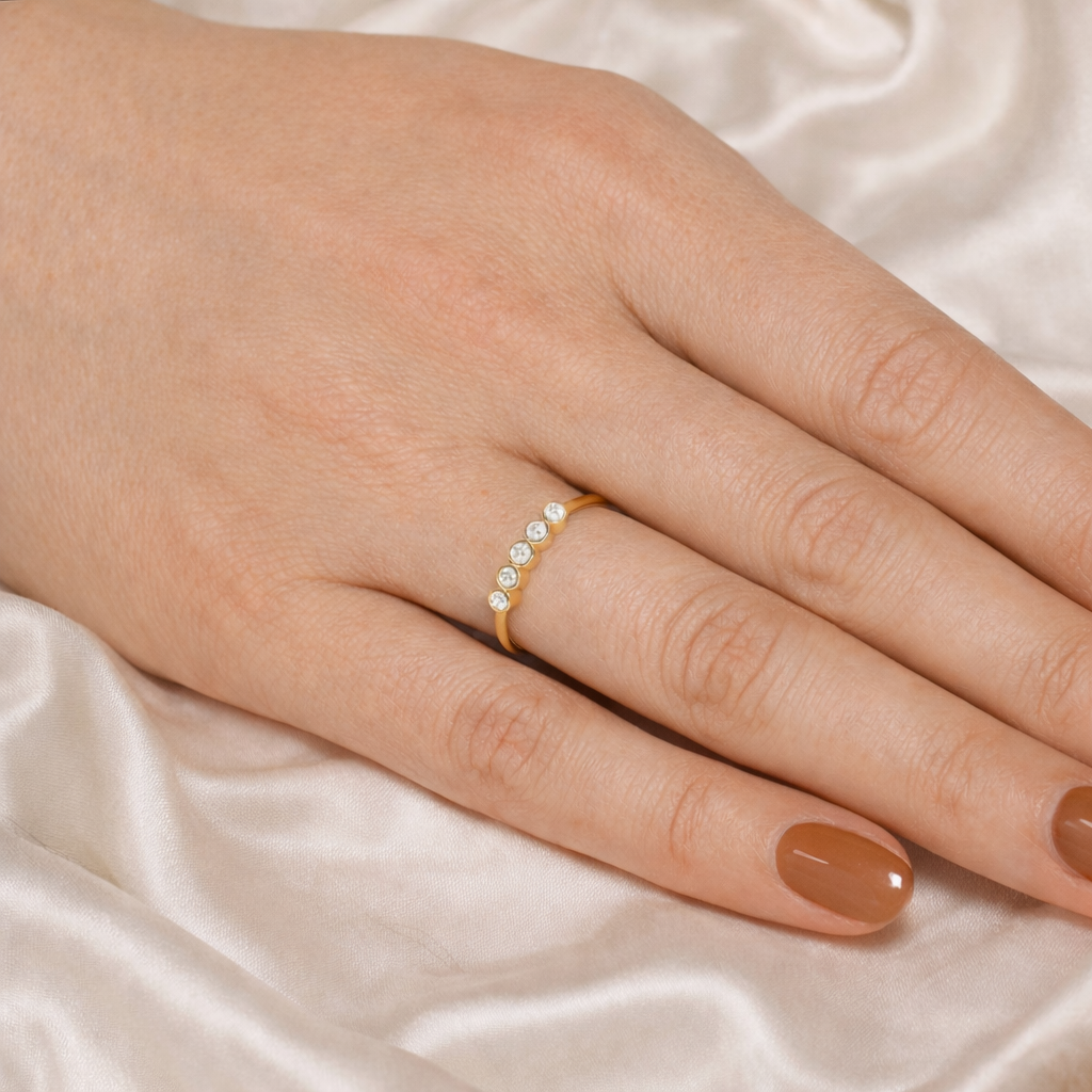 5 Stone Bezel Set Round Cut Diamond Wedding Band
