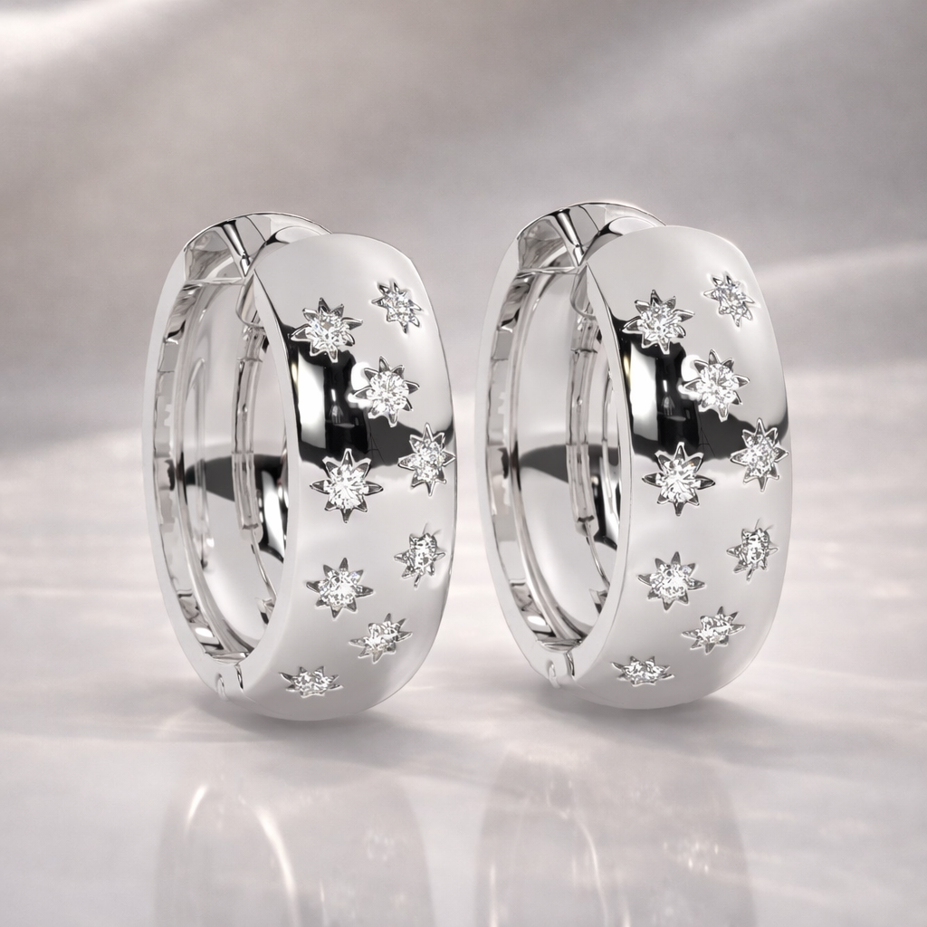 Lab Grown Diamond Earrings Star Huggie Hoop Earrings
