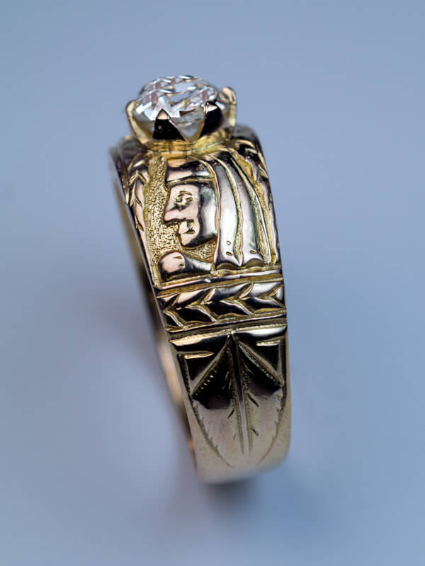 Designer Men’s Diamond Or Moissanite Ring In Textured Gold With Bold Statement Look