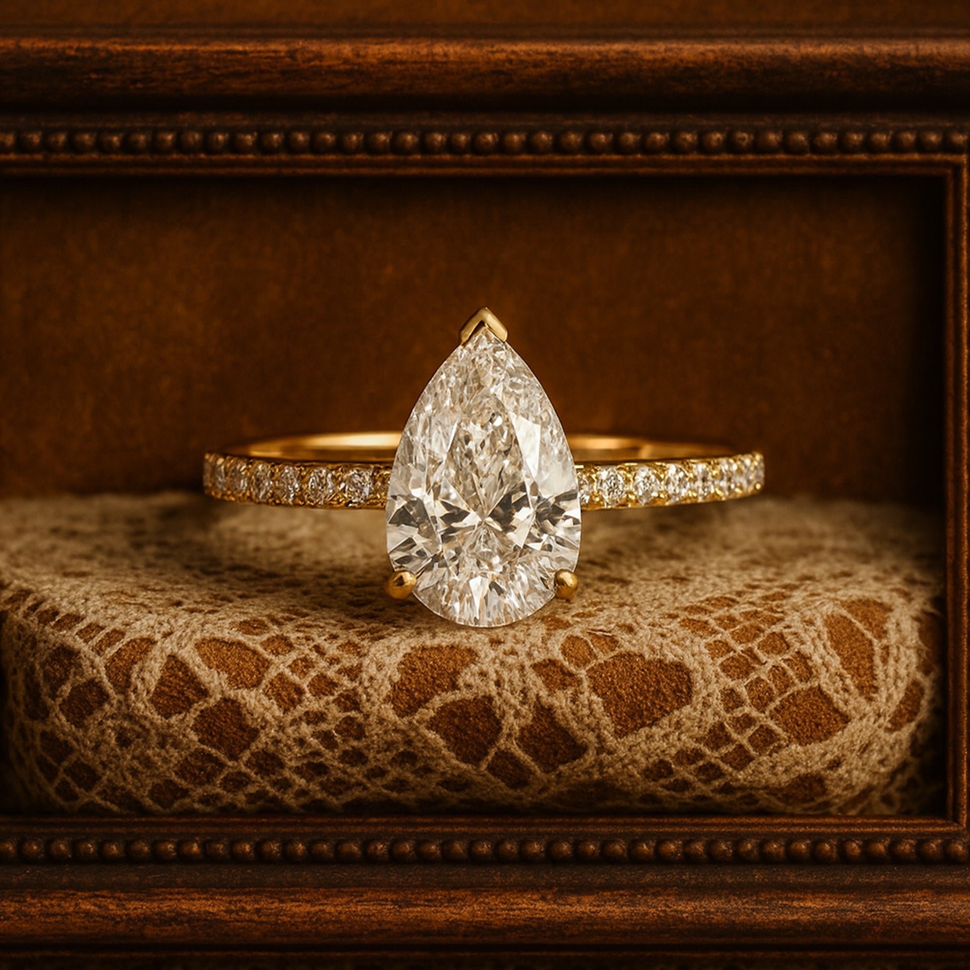 Women's Wedding Bands Pear Shaped Pavé Band Ring Bridal Gift Anniversary Jewelry Engagement Love Proposal