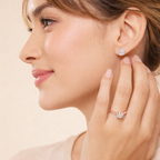 Halo Setting Diamond Stud Earrings With Round Cut Diamonds In Gold Settings
