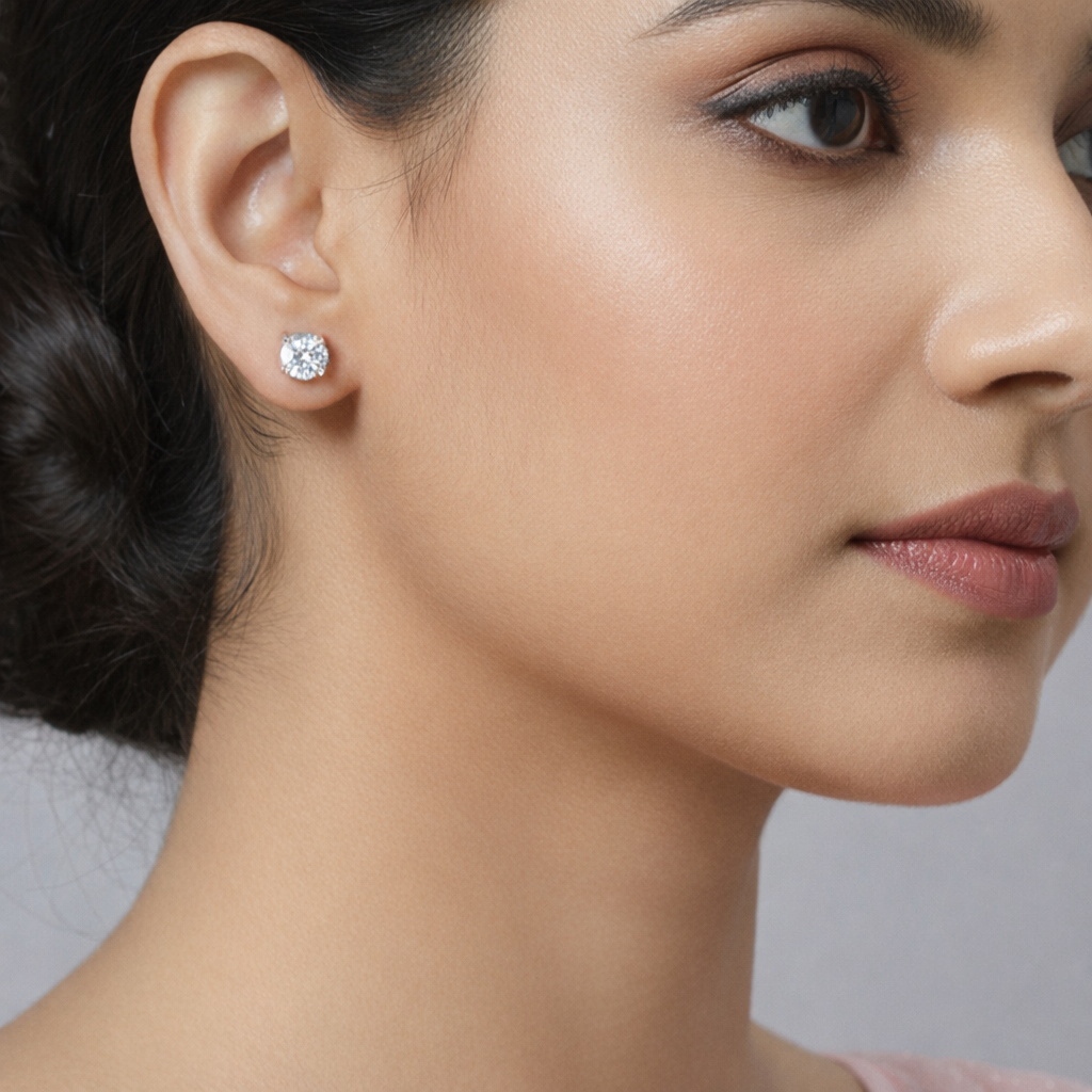 White Gold Earrings Stud Earring Push Back Earrings Screw Back Earrings Diiro.
