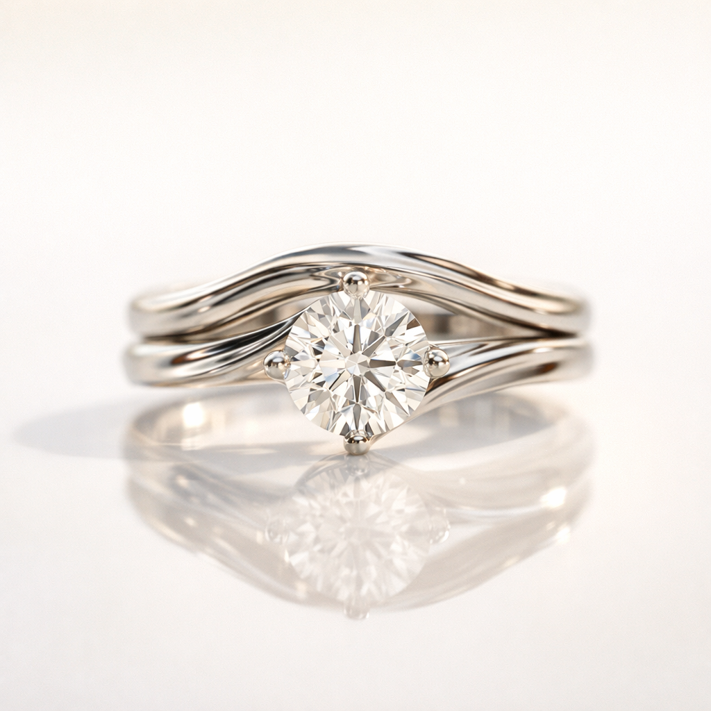 Compass setting twisted engagement ring for women
