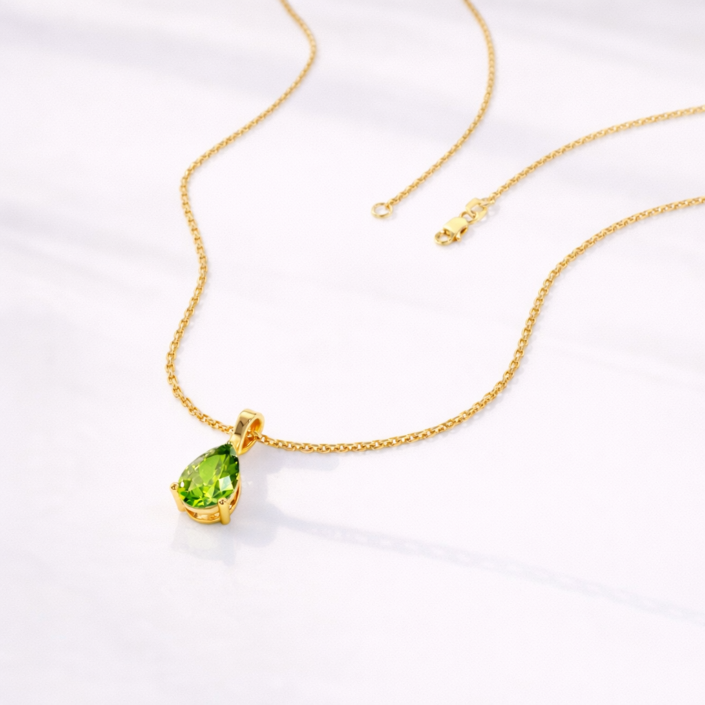 Tear Drop Pendant Peridot Pendant Solitaire Diamond Pendant

