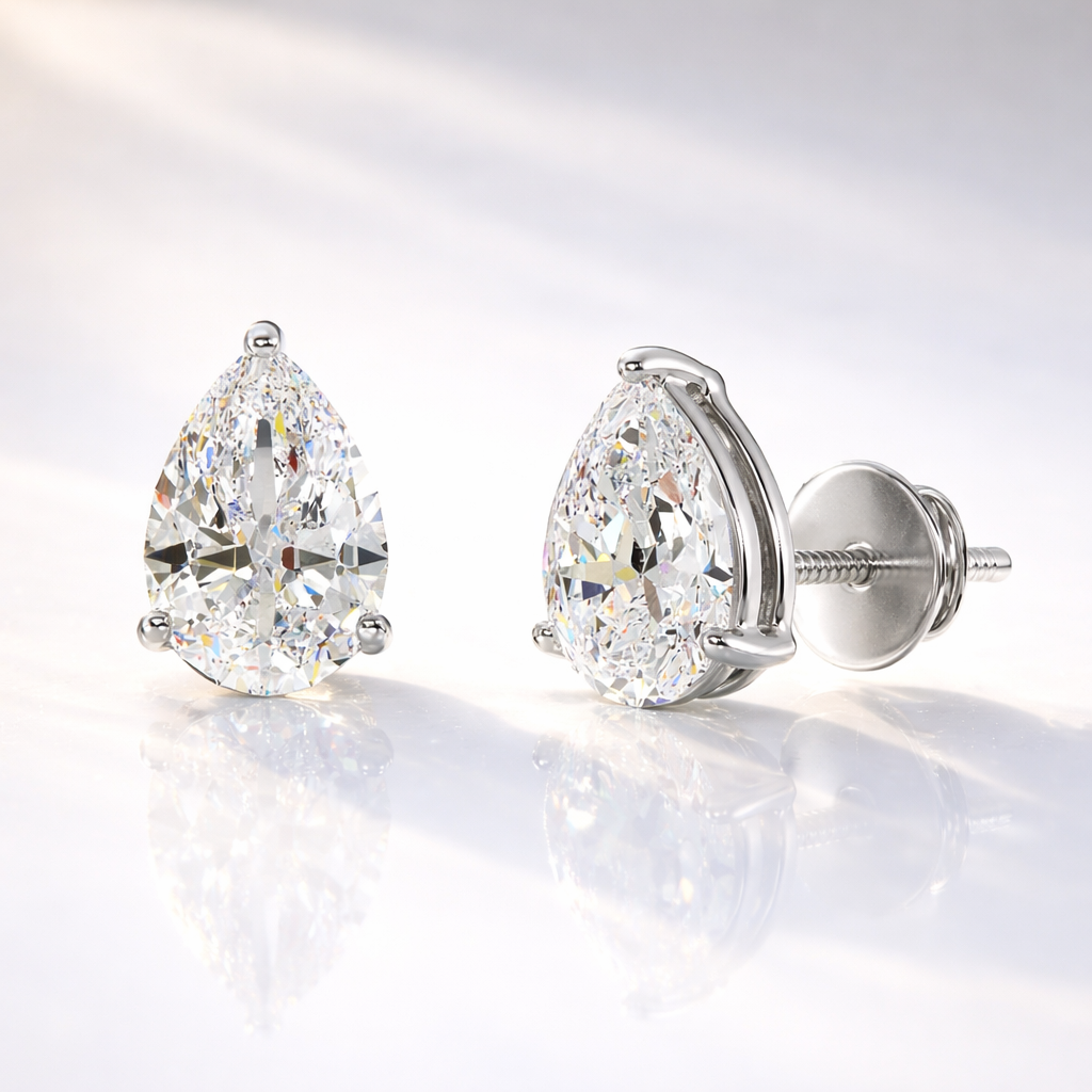 Rose Gold Teardrop Earrings With Pear Cut Moissanite
