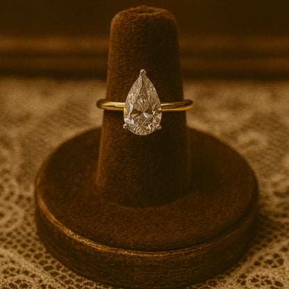 Stunning Pear Cut Moissanite Ring For September Born Birthstone Lovers, A Timeless Solitaire Choice For Romantic Proposals