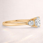 Trellis Engagement Ring Featuring A Secure Three Stone Setting Design.
