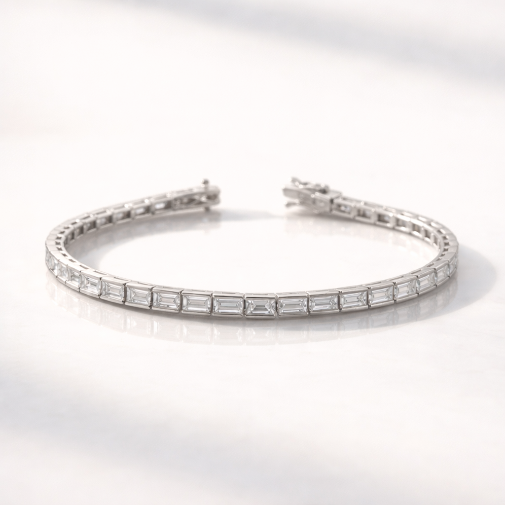 Classic baguette tennis bracelet design
