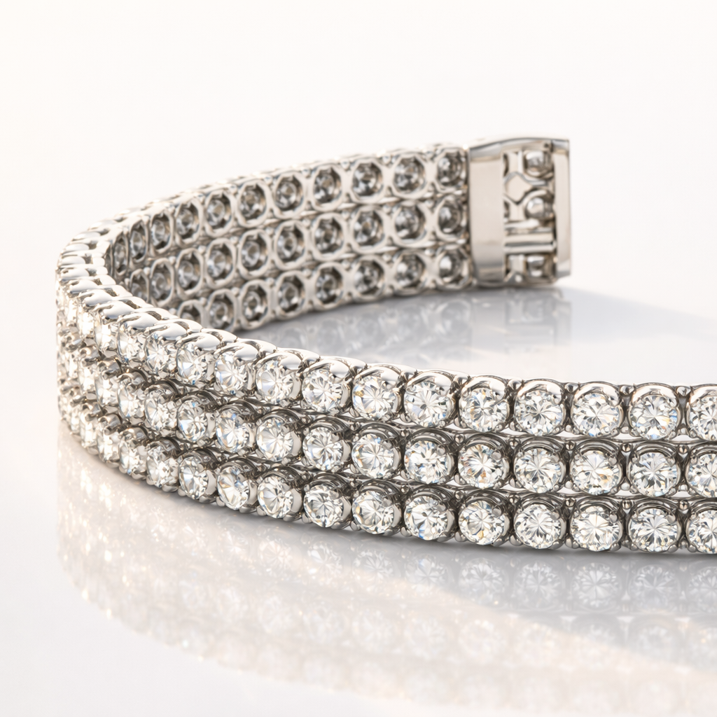 White gold three row diamond bracelet
